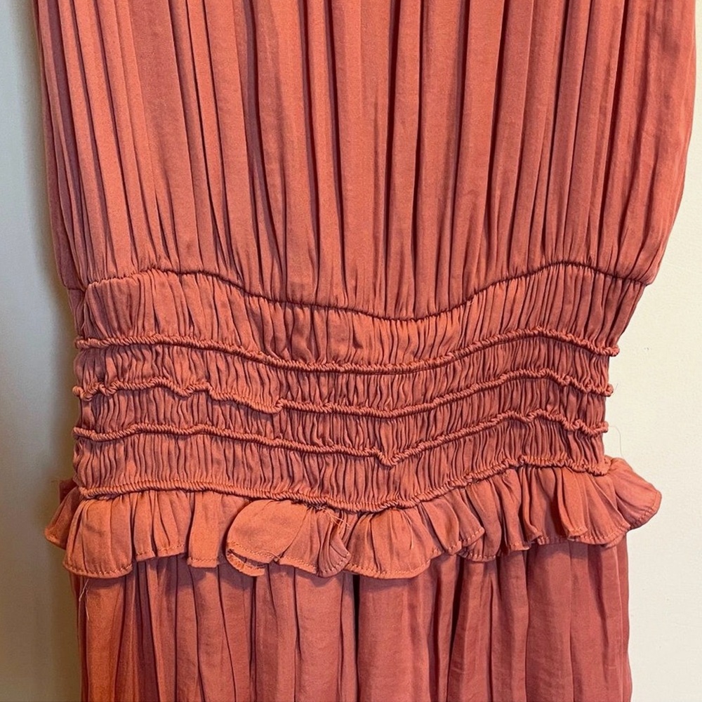 DO+BE Rust Ruffle Pleated Mini Dress - Picture 5 of 12